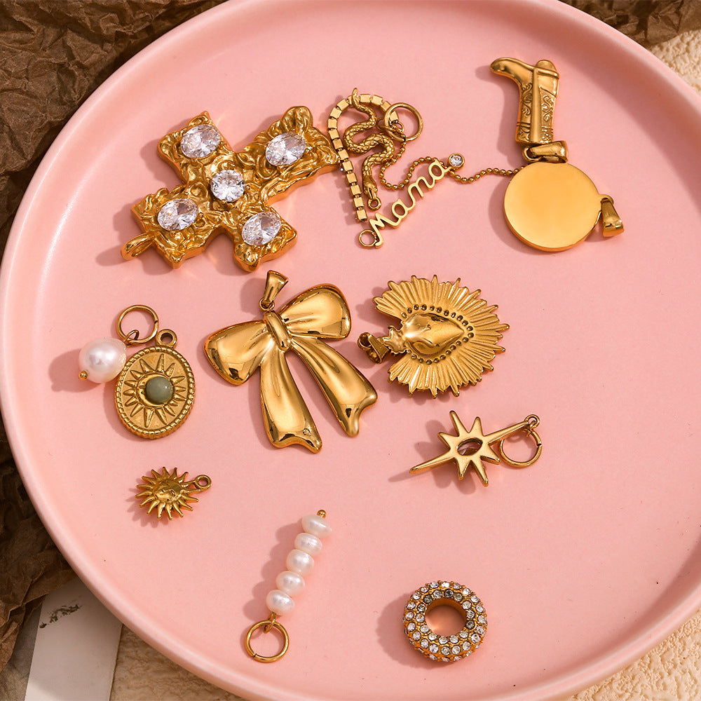 Wholesale 18K gold-plated bow wave pearl pendant